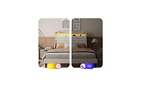 Homfan Modern Upholstered Platform Bed Frame with Led Headboard and Charging Station - Wooden Slat Support, Noise-Free