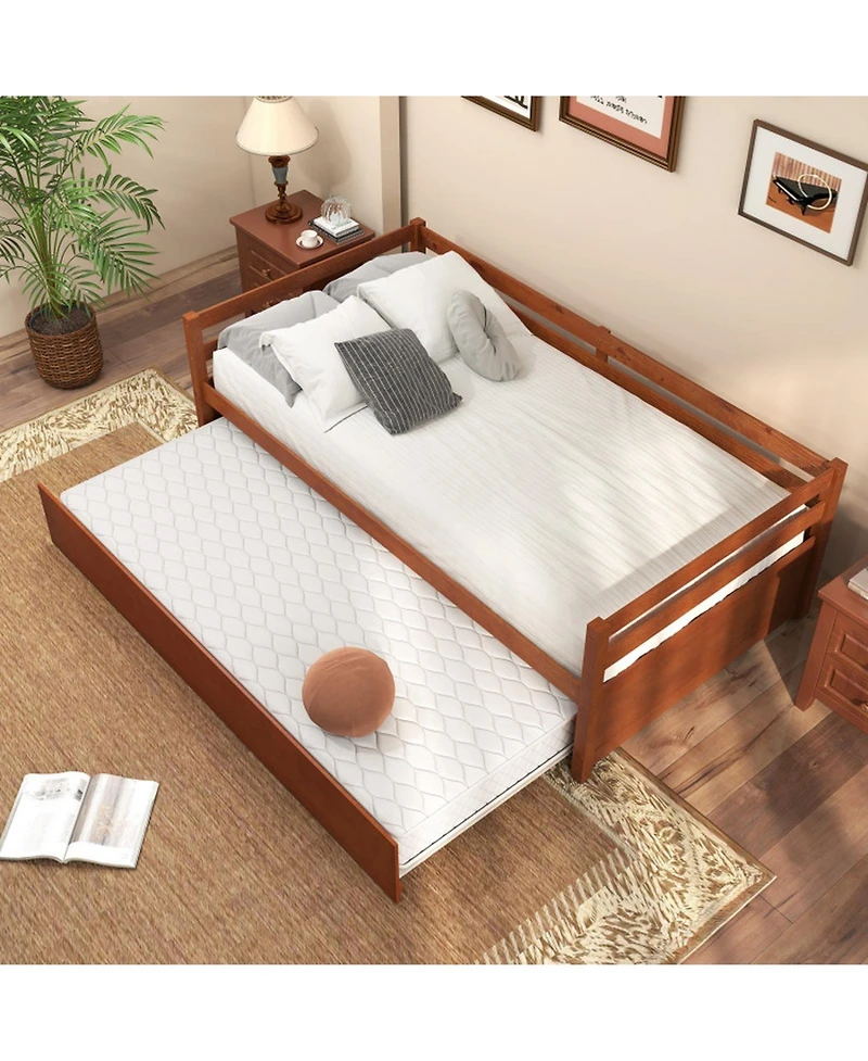 Gouun Solid Wood Twin Daybed with Trundle