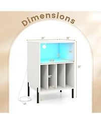 Sugift Record Player Stand with Led Light and Charging Station