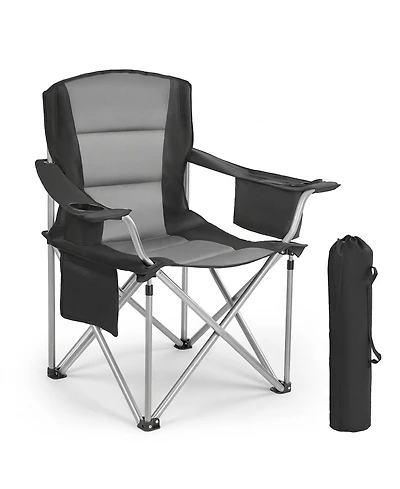 Sugift Heavy-Duty Folding Camping Chair With Padded Armrests Cooler Bag and 450 Lbs Capacity