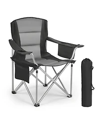Sugift Heavy-Duty Folding Camping Chair With Padded Armrests Cooler Bag and 450 Lbs Capacity