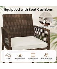 Costway Patio Bar Stools Pe Rattan Height Chairs with Backrests and Armrests