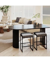 Costway Bar Stools with Faux Leather Upholstered Seat, Metal Legs, Footrests