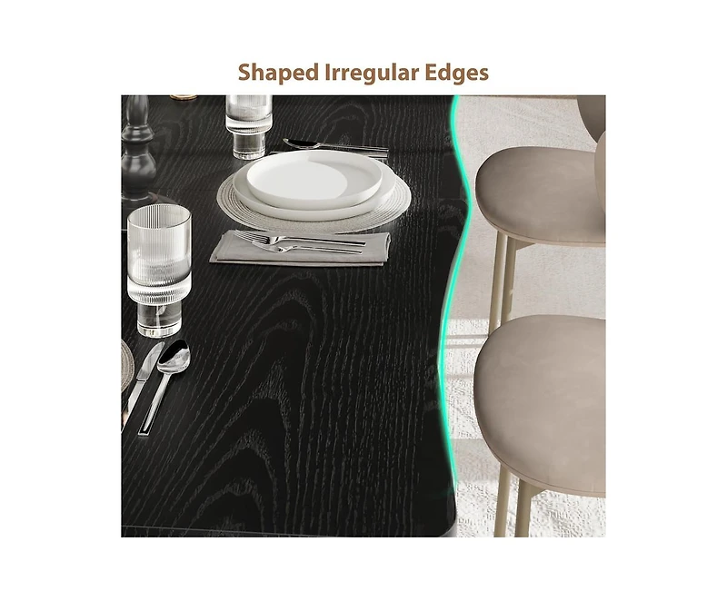 gaomon 4-6 Person Modern Wooden Dining Table with Wave Edge