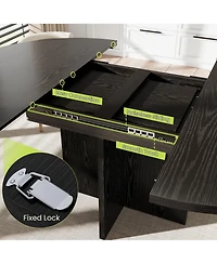 gaomon Extendable 4-8 Person Round to Oval Dining Table with Storage