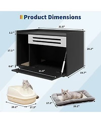 gaomon Cat Litter Box Enclosure with Ventilated Panel Hidden Litter Box Furniture with Drop Down Door, Indoor Cat House