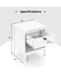 Sugift Two Tier Wooden Nightstand with Drawer and Open Storage Shelf