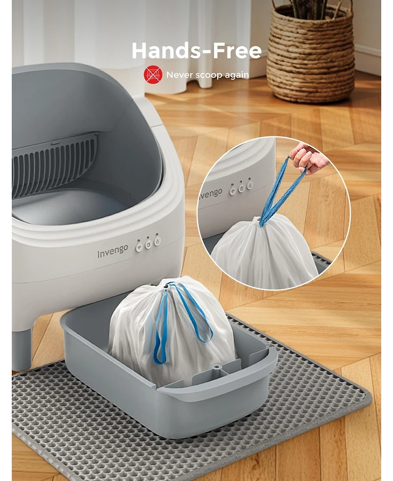 Ltmate Global Inc Automatic Cat Litter Box, App Control, Ultra-Quiet, 2 Rolls of Garbage Bags, Champagne