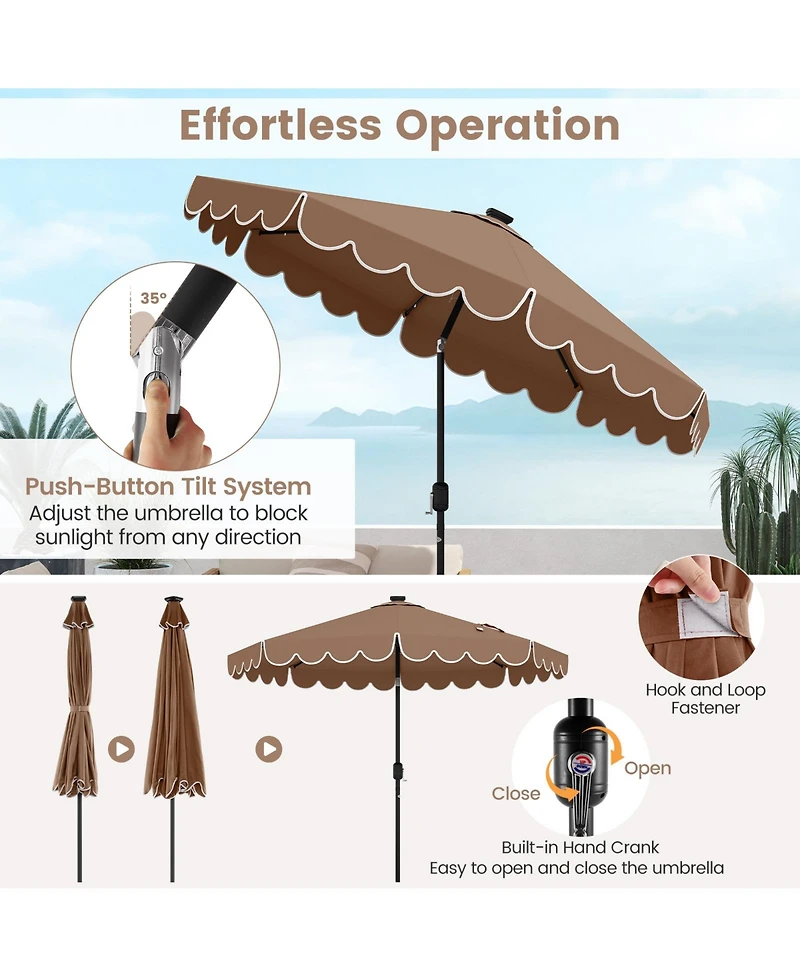 Slickblue Outdoor Solar Umbrella with 24 Led Lights Vented Top