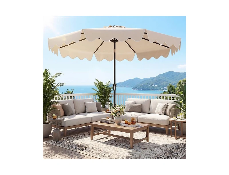 Slickblue Outdoor Patio Umbrella with Stable Weighted Base and Sandbag Anchors