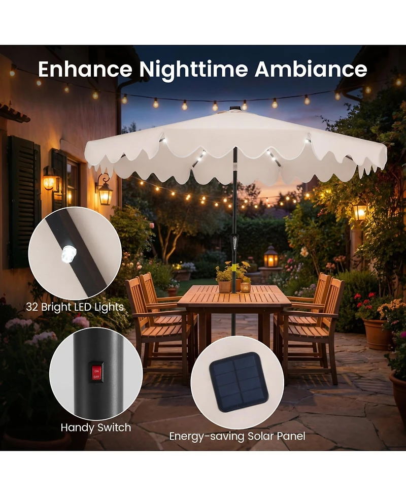 Slickblue Patio Umbrella with Solar Led Lights and Heavy Duty Weighted Base