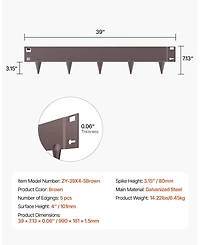 Sugift Steel Landscape Edging, 5 Pack, 39 x 4 inches, Rust-Resistant, for Lawn and Garden Use