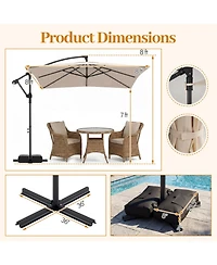 Slickblue Solar-Powered Offset Hanging Umbrella with 40 Led Lights for Patio