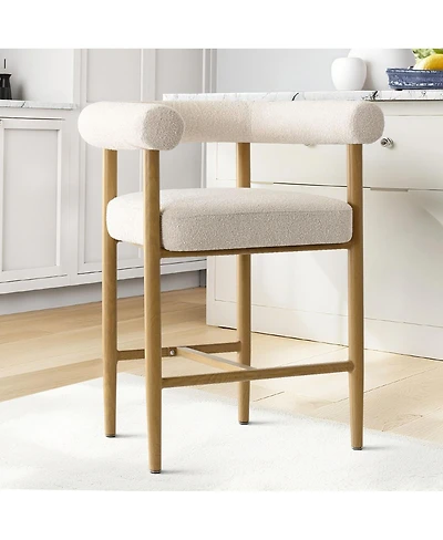 Maison Boucle 24" Boucle Counter Height Stool with Arms for Kitchen Island