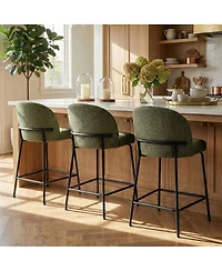 Maison Boucle Set of 3 Counter Stools, 26-Inch Seat Height, for Kitchen Island