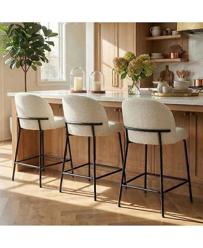 Maison Boucle Set of 3 Counter Stools, 26-Inch Seat Height, for Kitchen Island