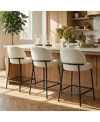 Maison Boucle Set of 3 Counter Stools, 26-Inch Seat Height, for Kitchen Island