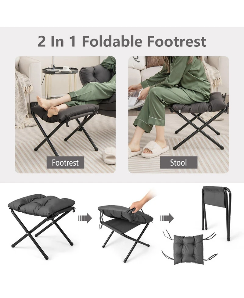 Gouun Modern Accent Sofa Chair with Folding Footrest and Side Pocket