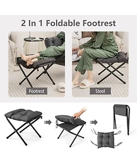 Gouun Modern Accent Sofa Chair with Folding Footrest and Side Pocket