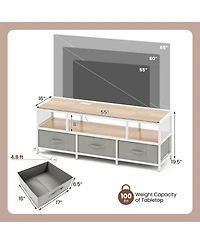 Gouun 55 in Tv Stand with Power Outlets and Fabric Storage Drawers