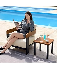 Tribesigns 4-Piece Patio Conversation Set with 2 Armchairs, Loveseat & Coffee Table, Outdoor Accent Chairs with Removable Cushion, Sturdy Metal Frame