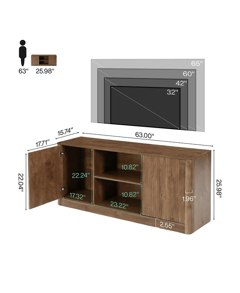 Tribesigns Tv Stand, Farmhouse Entertainment Center for TVs, Fluted Media Console with Open Storage and Side Cabinets