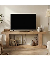 Tribesigns Solid Wood Tv Stand for Televisions up to , Media Entertainment Center with Diy Storage Space, Simple Tv Rack