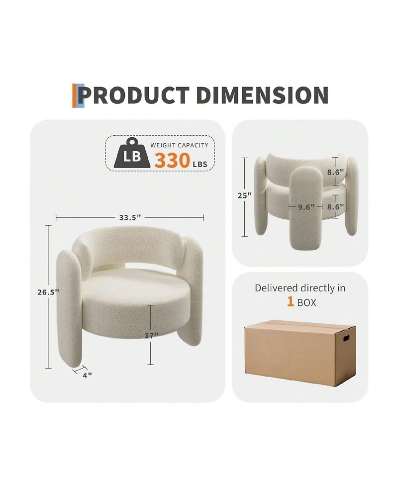 gaomon Dining Chair Office Accent Chair For Living Room Modern Chenille Boucle Accent Chair for Kitchen Dining Room