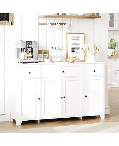 gaomon buffet cabinet with drawers, large sideboard with shelves and doors, minimalist wood coffee bar station for kitchen storage.