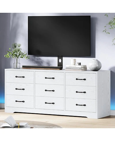 gaomon Modern Wood Tv Stand with Mount and 9 Drawers