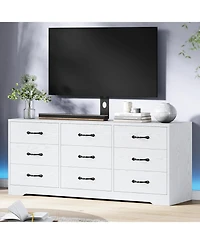 gaomon Modern Wood Tv Stand with Mount and 9 Drawers