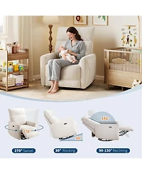 gaomon Power Recliner Chair, Swivel Rocker for Adults, Fabric Glider Recliner, Usb Ports, High Back, Single Sofa