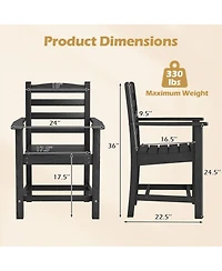 Gouun Set of 2 Hdpe All-Weather Patio Dining Chairs with Wide Armrests