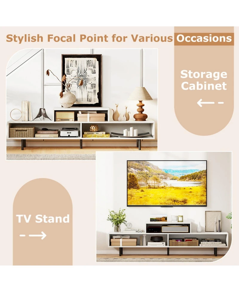 Gouun 63 in Open Cubby Tv Stand with 5-Leg Stability for TVs up to 70