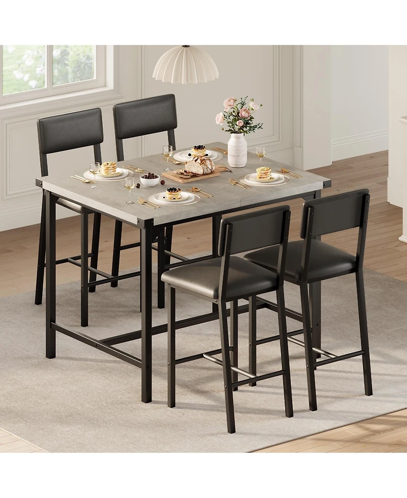 gaomon 5-Piece 4-Person Dining Table Set with Footrest