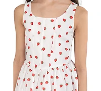 Rare Editions Girls' 7-16 Strawberry-Print Sleeveless Dress