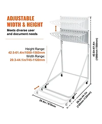 Gouun Mobile Blueprint Storage Rack with 12 Pivot Brackets Adjustable Height