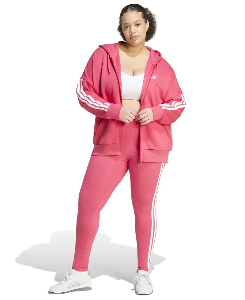 adidas Plus Essentials 3-Stripes Full-Zip Fleece Hoodie