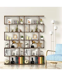 Gouun 6-Tier S-Shaped Display Bookshelf with Open Compartments, 31.5 x 9 x 75