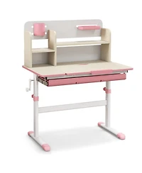Gouun Kids Height Adjustable Study Desk with Tiltable Desktop, Storage Drawer and Bookshelf