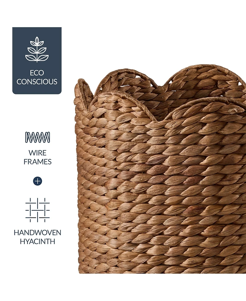 Best Choice Products Scalloped 3PC Water Hyacinth Nesting Baskets