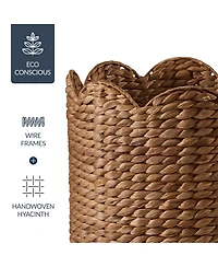 Best Choice Products Scalloped 3PC Water Hyacinth Nesting Baskets