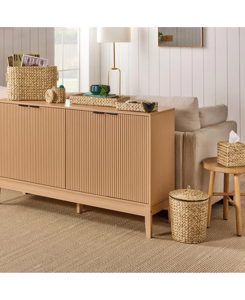 Best Choice Products 6-Pc Water Hyacinth Bathroom Storage Set, Includes Trays, Trash Bin, Toilet Paper Storage, Tissue Box Cover, Garbage Can