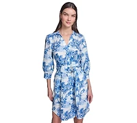 Karl Lagerfeld Paris Women's Printed Cotton Shirt Dress