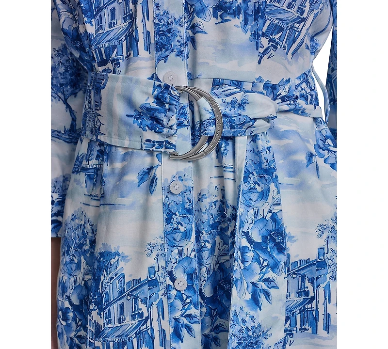 Karl Lagerfeld Paris Women's Printed Cotton Shirt Dress
