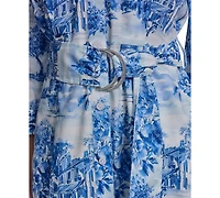 Karl Lagerfeld Paris Women's Printed Cotton Shirt Dress