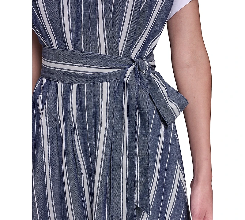 Karl Lagerfeld Paris Women's Melange Stripe Short Shirt Dress