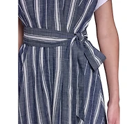 Karl Lagerfeld Paris Women's Melange Stripe Short Shirt Dress