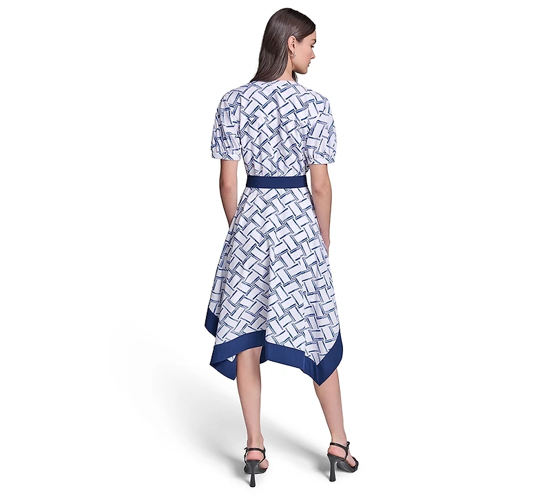Karl Lagerfeld Paris Women's Printed Hanky Hem Midi Dress