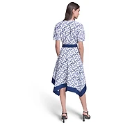 Karl Lagerfeld Paris Women's Printed Hanky Hem Midi Dress